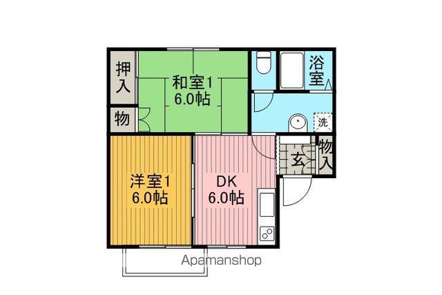 コーポさすか(2DK/2階)の間取り写真
