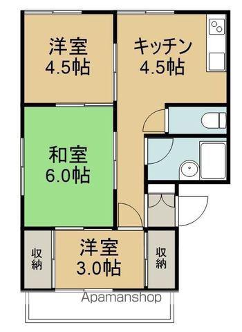コーポ岡部(3K/4階)の間取り写真