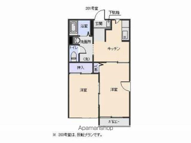 ベルメゾン箱清水(2K/2階)の間取り写真