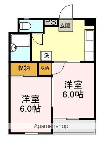 サンハイツ南浜(2DK/3階)の間取り写真