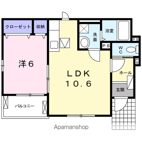 サニースクエアⅡ(1LDK/1階)の間取り写真