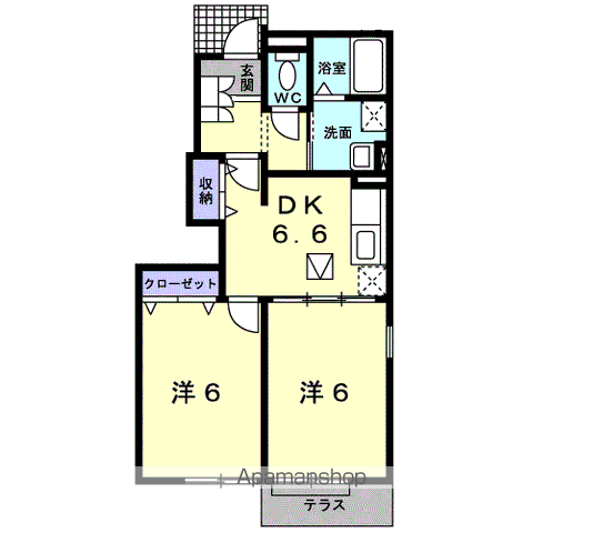 アルハンブラ一番館(2DK/1階)の間取り写真