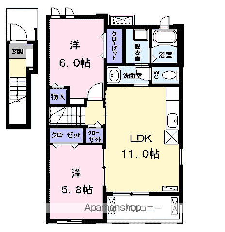 ノーヴァ藤江 Ⅱ(2LDK/2階)の間取り写真