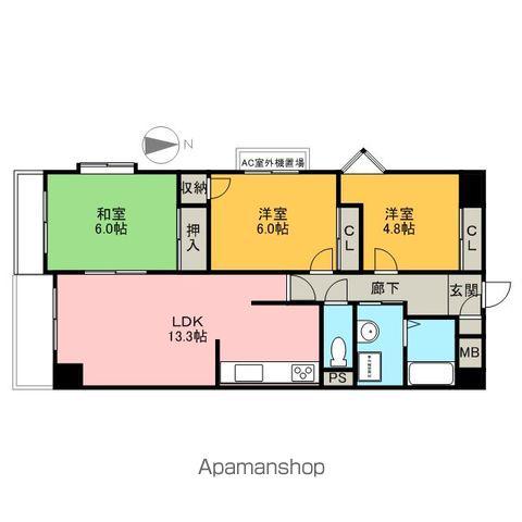 日本泉ビル(3LDK/8階)の間取り写真