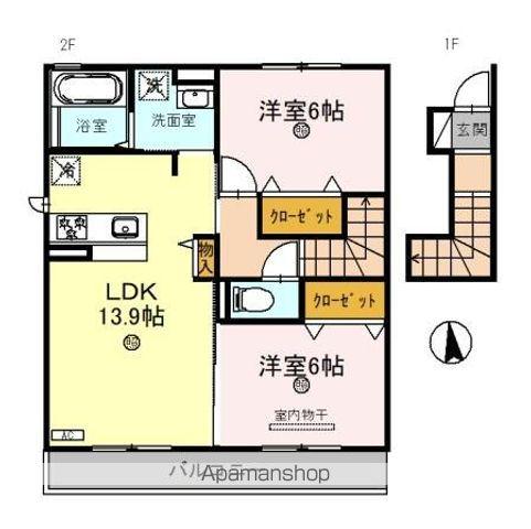 シュライクコート(2LDK/2階)の間取り写真