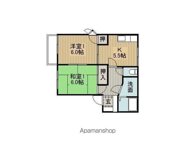 フレグランススズランC棟(2K/2階)の間取り写真