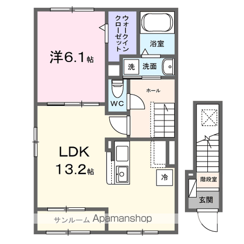 グラースKⅤ(1LDK/2階)の間取り写真