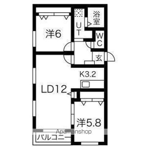 ゼスティ森町(2LDK/3階)の間取り写真