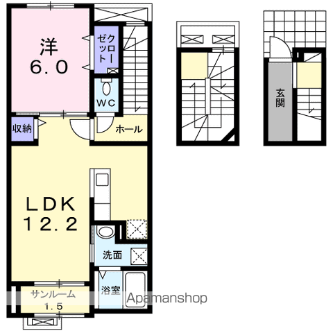 カレントレジデンス女池Ⅰ(1LDK/3階)の間取り写真
