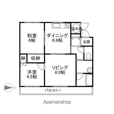 グランデ新形(3DK/2階)の間取り写真