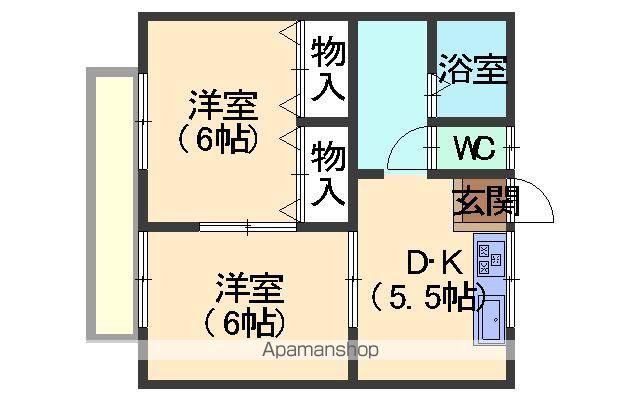 あっぷるハイツ(2DK/2階)の間取り写真