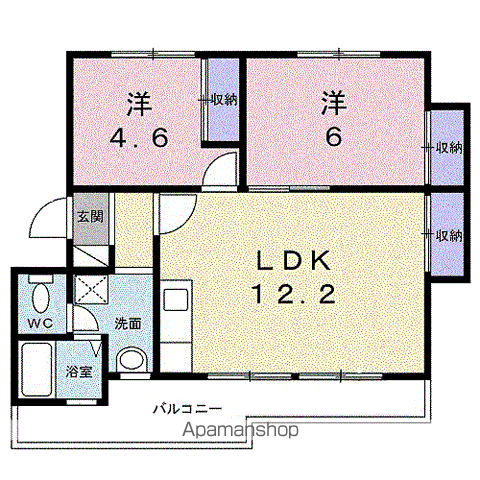 リバーサイド(2LDK/1階)の間取り写真