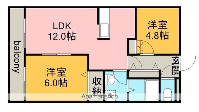 プランドール・エム(2LDK/1階)の間取り写真