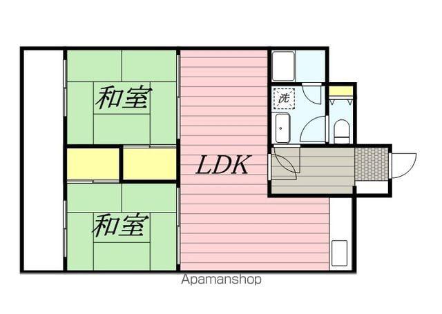 ハピネス岡村(2LDK/4階)の間取り写真