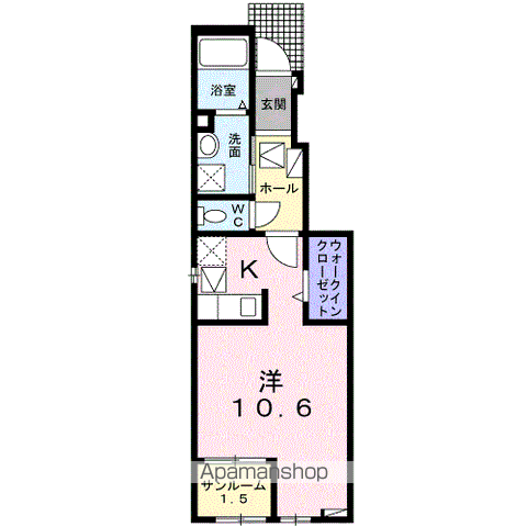 ラーク森 Ⅱ(1K/1階)の間取り写真