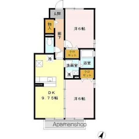 ROSECOURT笹ヶ根(2DK/1階)の間取り写真