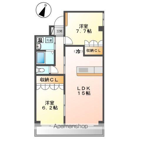 カルキノス(2LDK/3階)の間取り写真