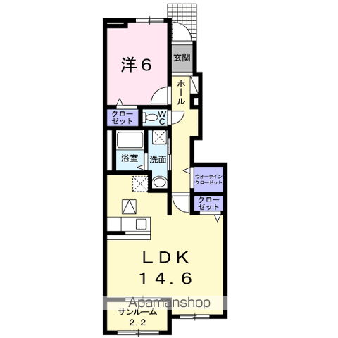 カルム・メゾン 西館(1LDK/1階)の間取り写真