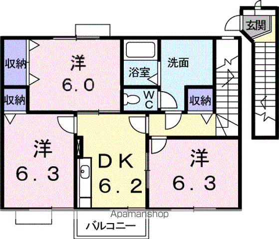 G・サクシードⅠ(3DK/2階)の間取り写真