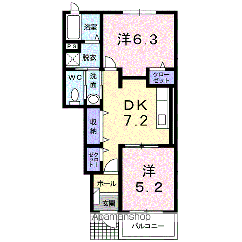 デーア・マーベラスB(2DK/1階)の間取り写真