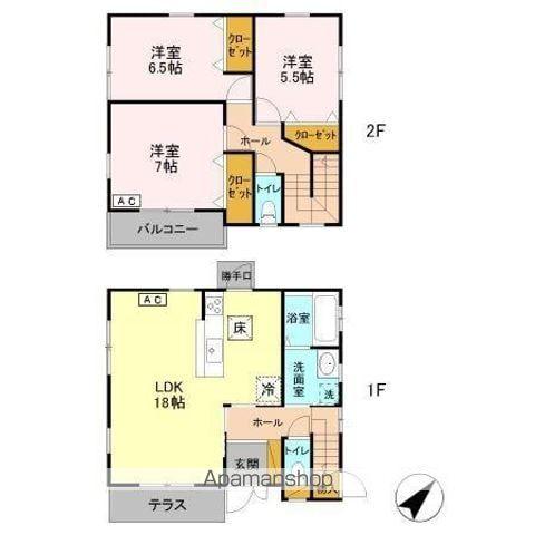 北総鉄道 矢切駅 徒歩16分 2階建 築28年(3LDK)の間取り写真