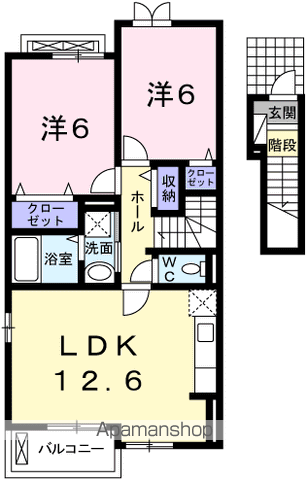 グランアウローラⅢ(2LDK/2階)の間取り写真