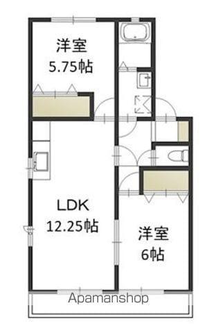 アヴニール福富(2LDK/1階)の間取り写真