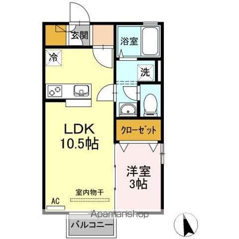 ユーラナス木太(1LDK/2階)の間取り写真