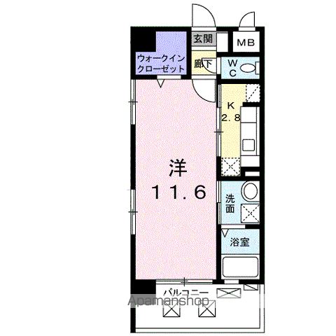 フォーウィルズコートⅡ(1K/7階)の間取り写真