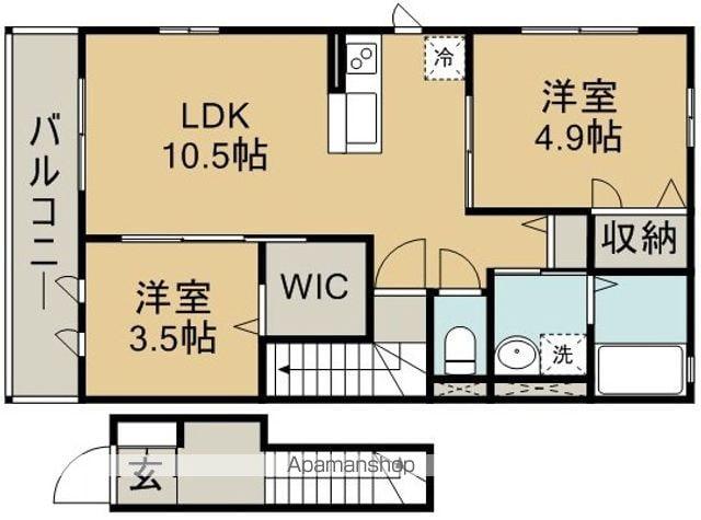 エスポワールハイム(2LDK/2階)の間取り写真