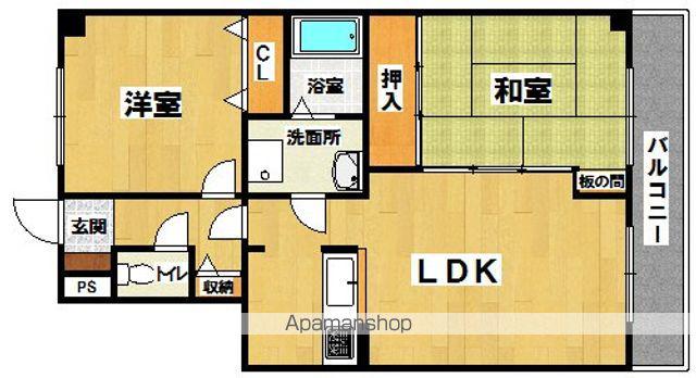 サンメゾン諏訪森(2LDK/5階)の間取り写真