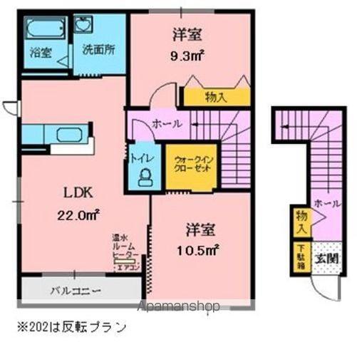 ミューローズ長橋Ⅱ・B(2LDK/2階)の間取り写真