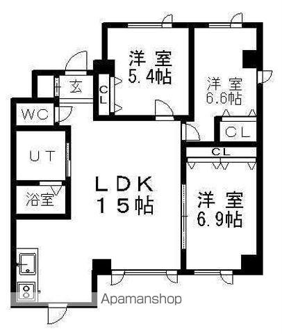 札幌市東西線 南郷１３丁目駅 徒歩16分 4階建 築26年(3LDK/4階)の間取り写真