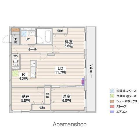 CRESCENDO苗穂駅前(3LDK/2階)の間取り写真