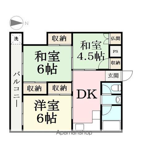ホワイトハウス大宮(3DK/3階)の間取り写真