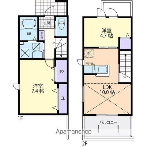 CRYSTAL MAISON・K A(2LDK/2階)の間取り写真