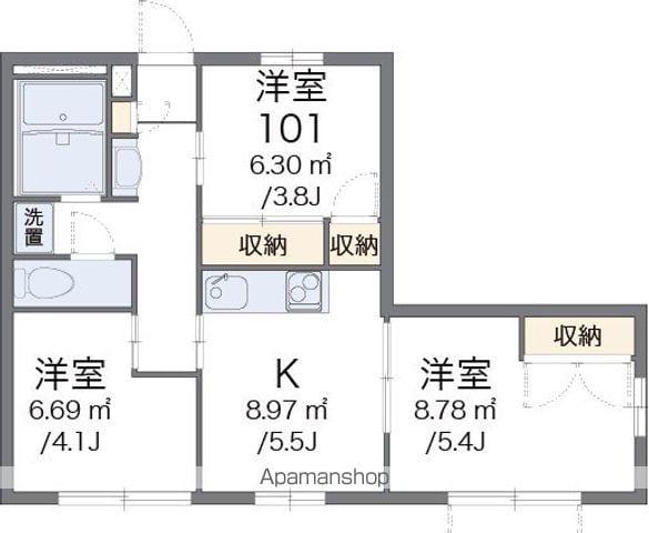 レオパレスクレベール(3K/1階)の間取り写真