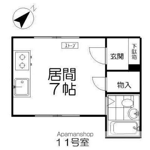 PARK TOWNB(ワンルーム/2階)の間取り写真