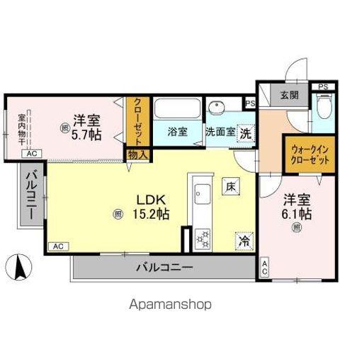 パサログランデ賑町(2LDK/1階)の間取り写真