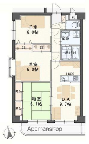 プリエ白鳥(3DK/3階)の間取り写真