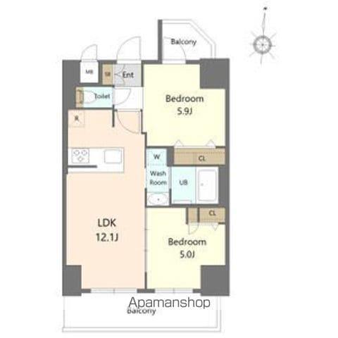 S-RESIDENCE高岳ARDENT(2LDK/12階)の間取り写真