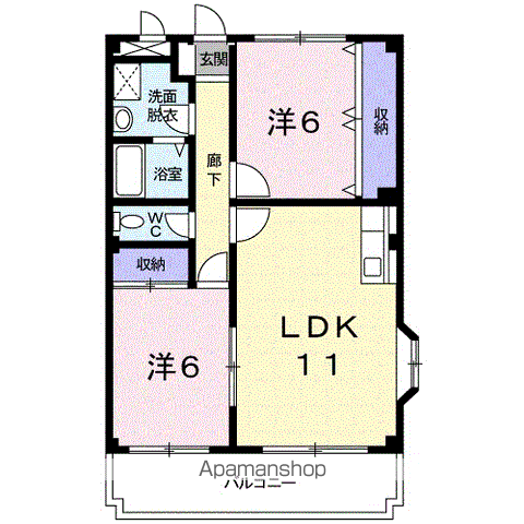 メゾン葭池(2LDK/2階)の間取り写真