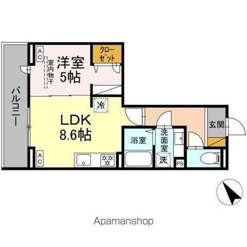 CRADLE(1LDK/3階)の間取り写真