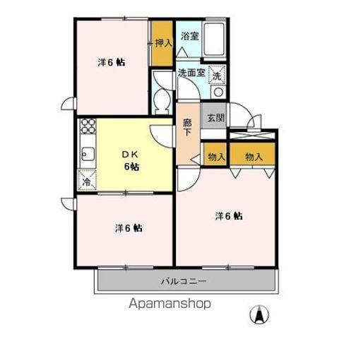 シンヤハンズ I(3DK/3階)の間取り写真