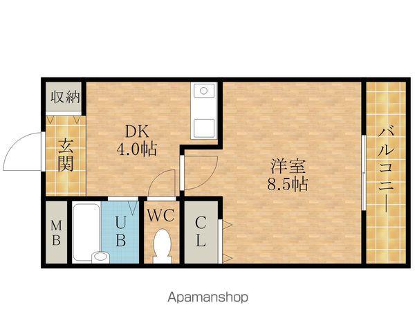 ヒガシハウス北町(1DK/2階)の間取り写真