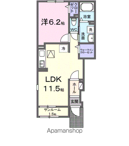 セイル イン 吉井(1LDK/1階)の間取り写真