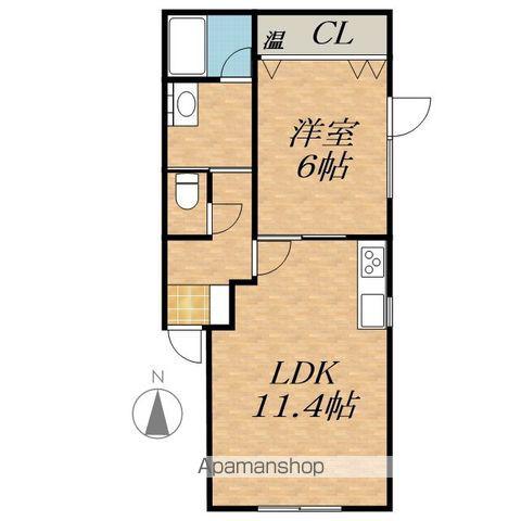 光陽MS中札内B棟(1LDK/1階)の間取り写真