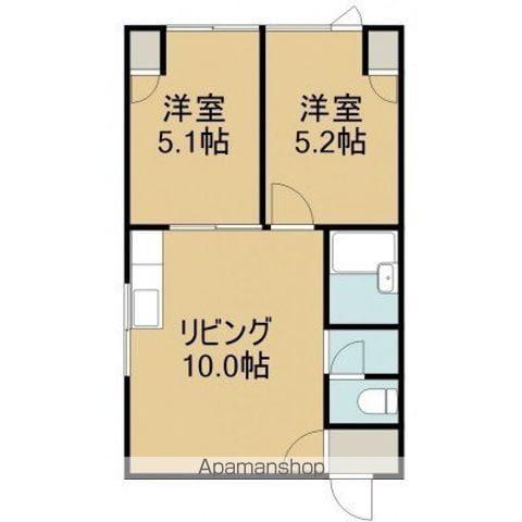 五稜郭パークハイツ(2LDK/2階)の間取り写真