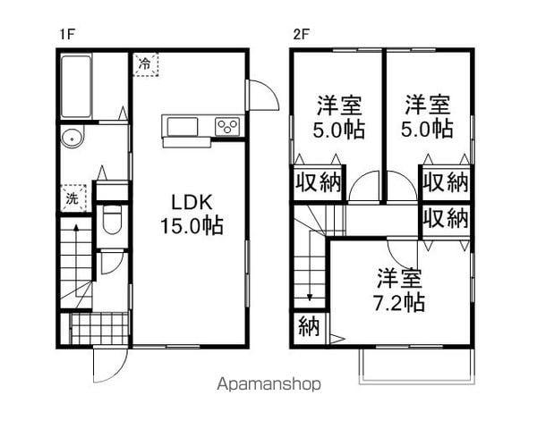 山陽本線 庭瀬駅 徒歩7分 2階建 築15年(3LDK)の間取り写真