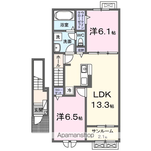 レジデンスAK長久Ⅱ(2LDK/2階)の間取り写真